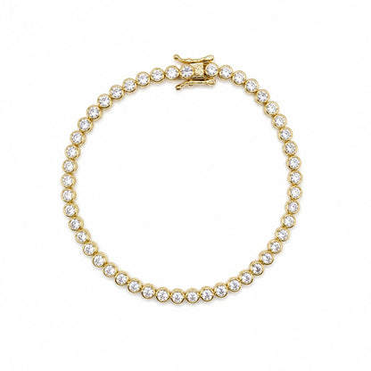 Bezel CZ Bracelet: Gold Bracelet athenadesigns BG4645 