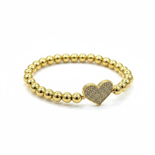 Pave Heart Beaded Bracelet Bracelet athenadesigns 