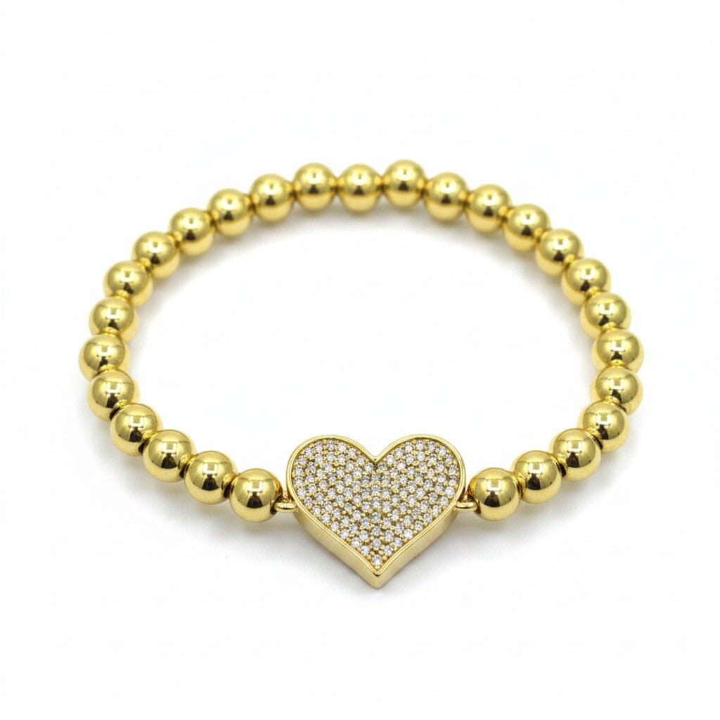 Pave Heart Beaded Bracelet Bracelet athenadesigns BG645L 