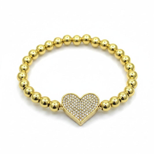 Pave Heart Beaded Bracelet Bracelet athenadesigns BG645L 