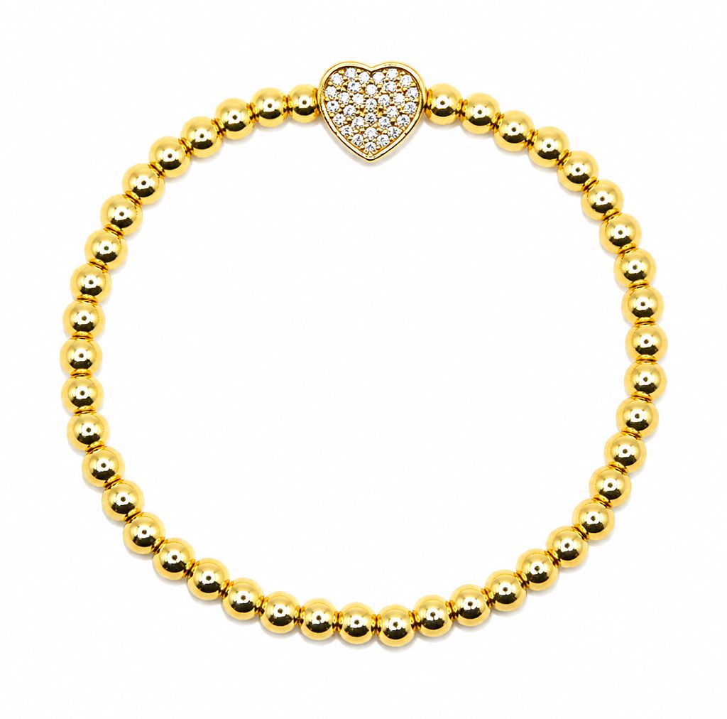 Small Pave Heart Beaded Bracelet Bracelet athenadesigns BG645 