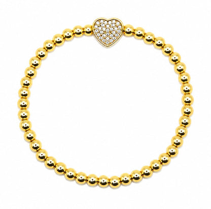Small Pave Heart Beaded Bracelet Bracelet athenadesigns BG645 