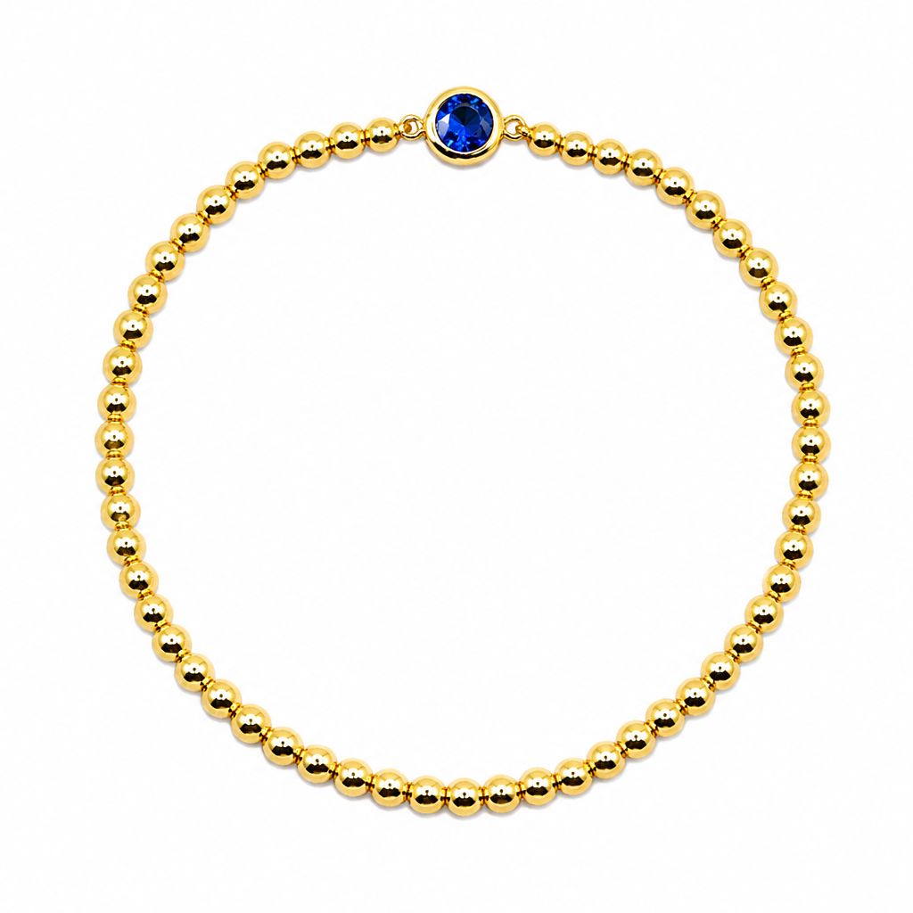 Bezel CZ Beaded Bracelet Bracelet athenadesigns BG6465B 