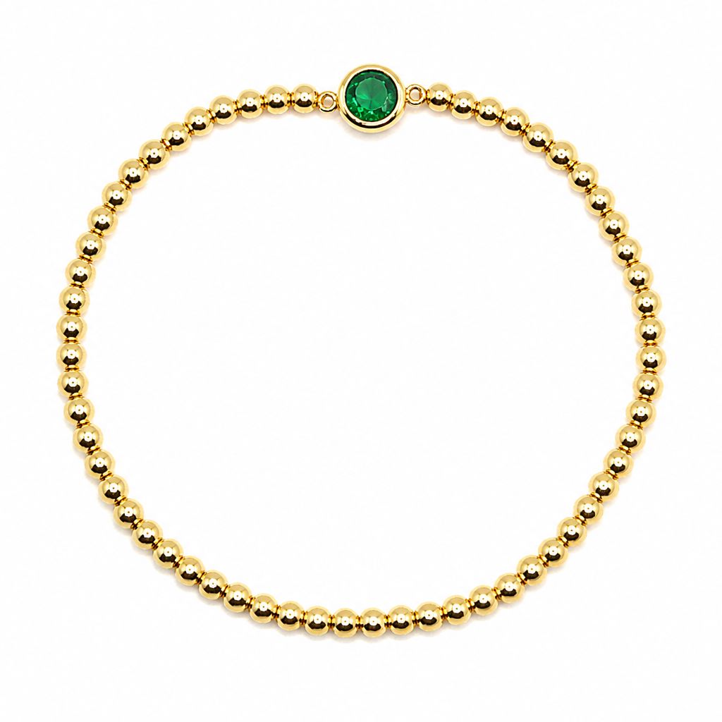 Bezel CZ Beaded Bracelet Bracelet athenadesigns BG6465G 