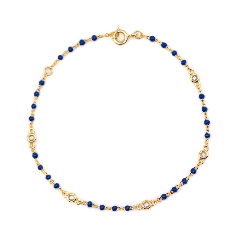 Lapis Beaded Bezel Bracelet Bracelets athenadesigns BGB7004LP Lapis 