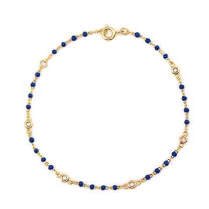 Lapis Beaded Bezel Bracelet Bracelets athenadesigns BGB7004LP Lapis 