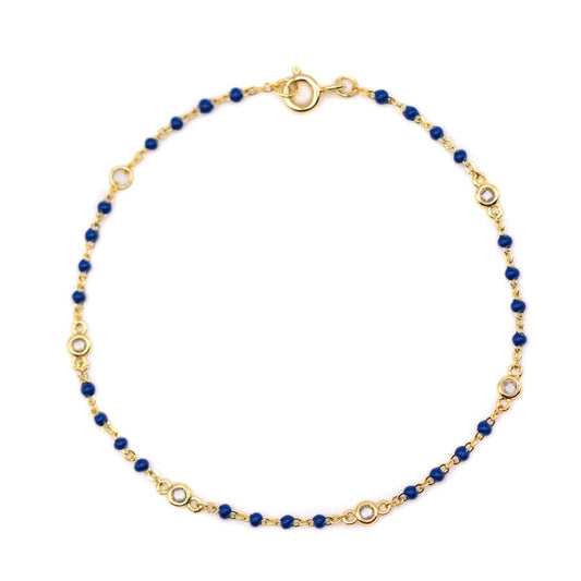 Lapis Beaded Bezel Bracelet Bracelets athenadesigns BGB7004LP Lapis 