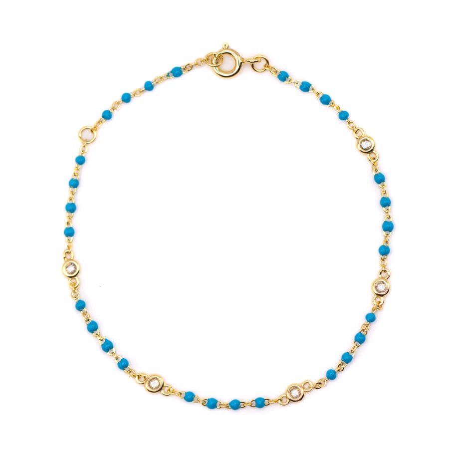 Turquoise Beaded Bezel Bracelet Bracelets athenadesigns BGB7004TQ Turquoise 