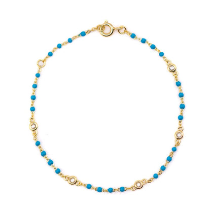 Turquoise Beaded Bezel Bracelet Bracelets athenadesigns BGB7004TQ Turquoise 