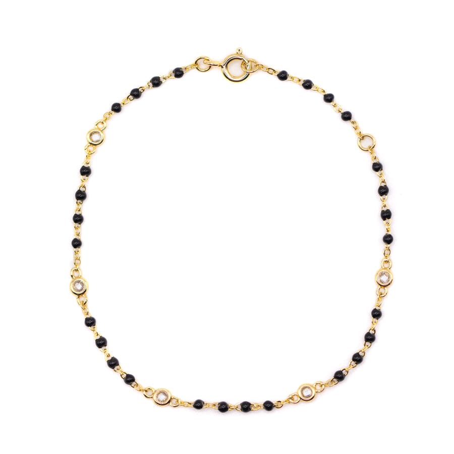 Black Beaded Bezel Bracelet Bracelets athenadesigns BGB7004X Black 