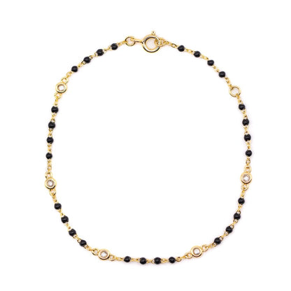 Black Beaded Bezel Bracelet Bracelets athenadesigns BGB7004X Black 