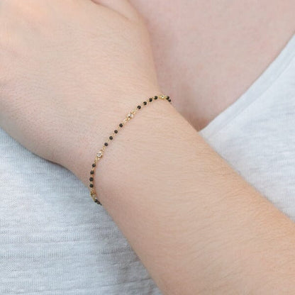 Black Beaded Bezel Bracelet Bracelets athenadesigns 