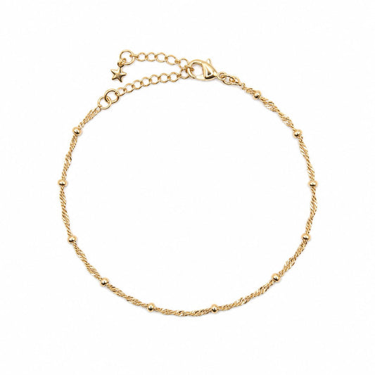 Beaded Twist Chain Bracelet Bracelet Water & Tree BGFL106 Gold 