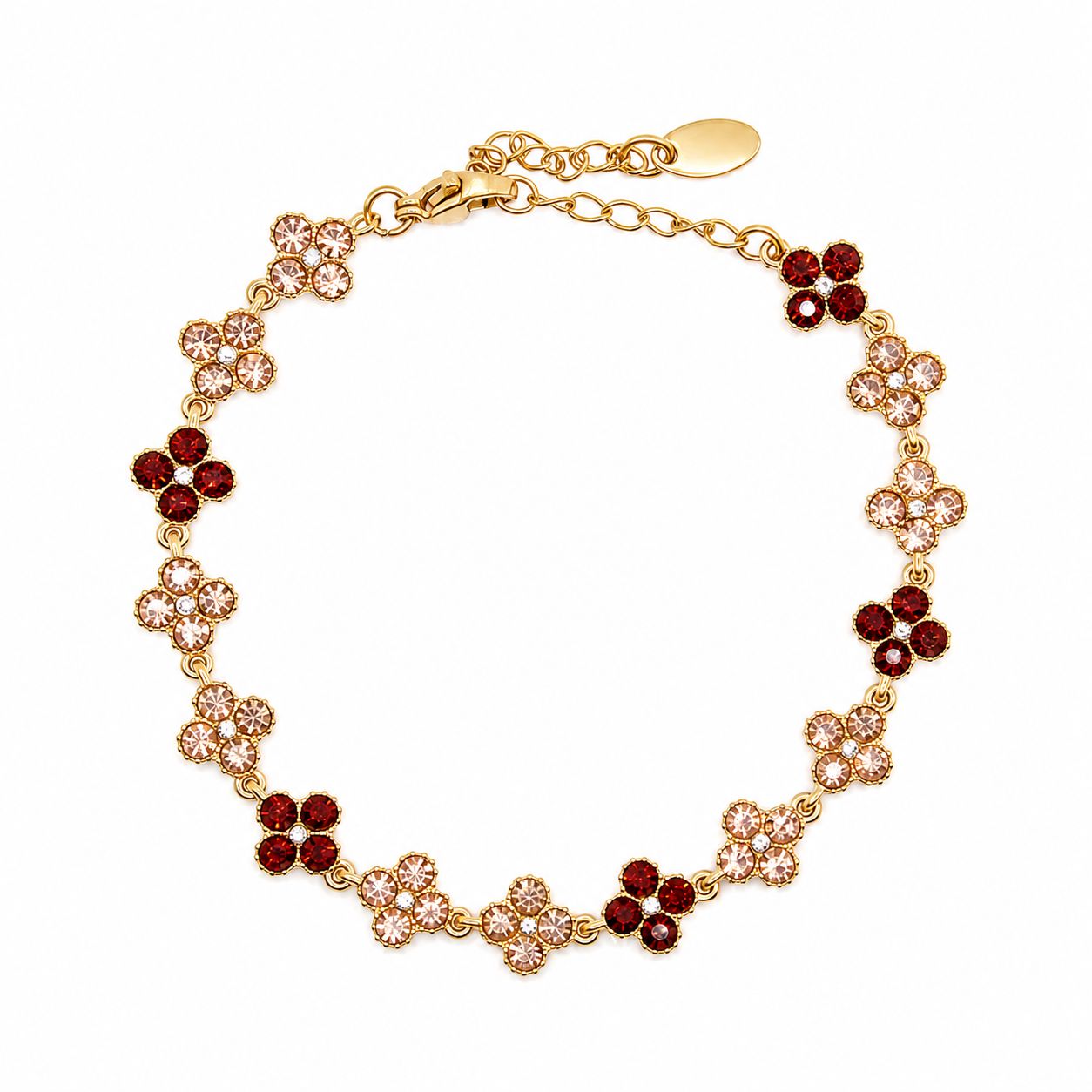 Triple Clover CZ Bracelet Bracelet Hotlife BGST533 Champagne Multi 