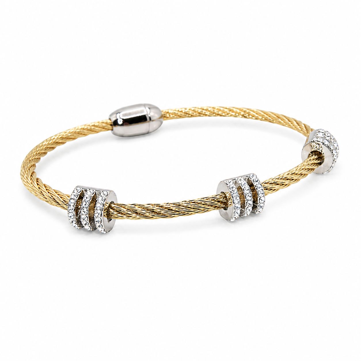 Two Tone Cable Magnetic Bracelet Bracelet athenadesigns BGS4005 