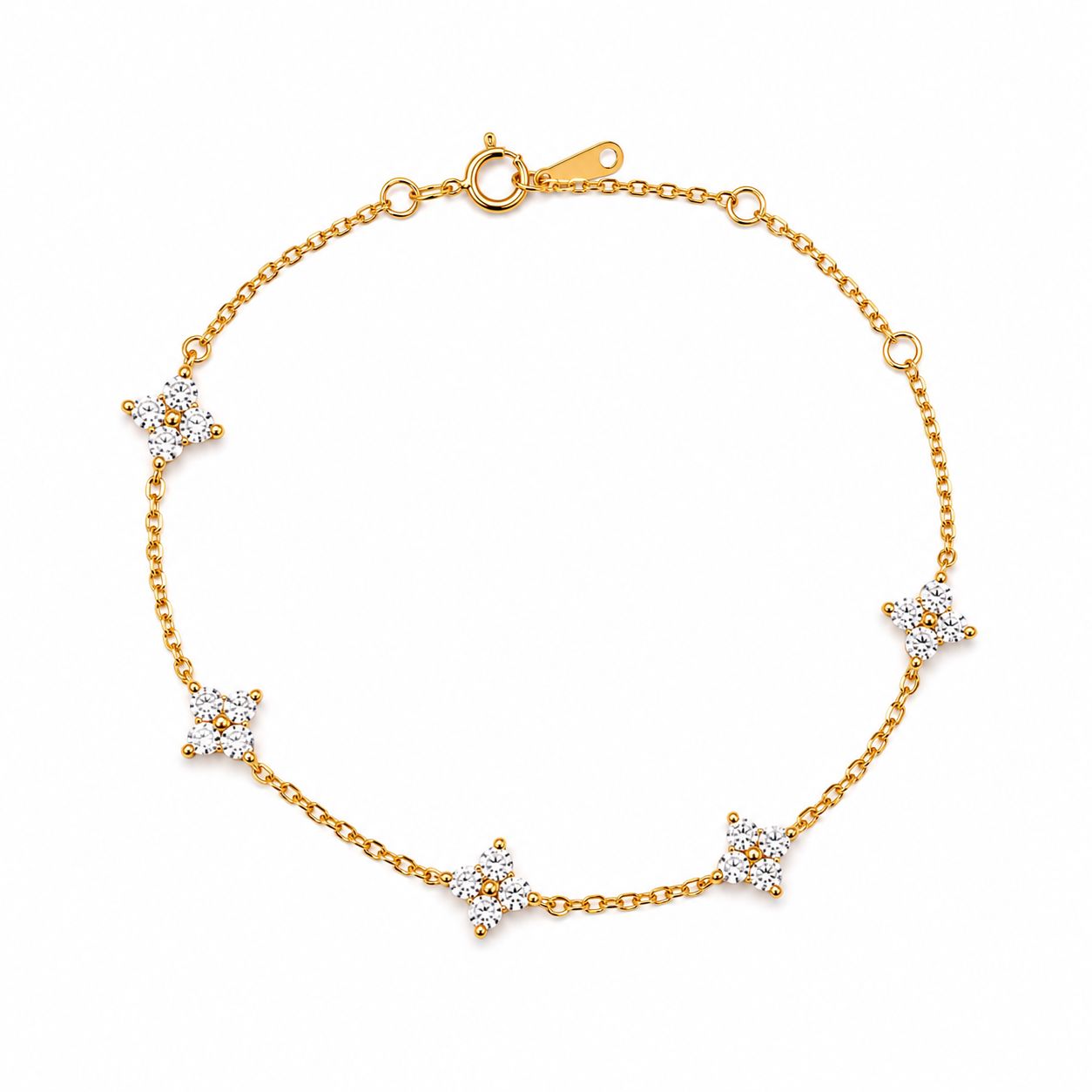 Petite CZ Clover Bracelet Bracelets Everful BGSS296 Gold 