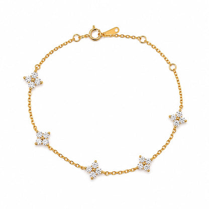 Petite CZ Clover Bracelet Bracelets Everful BGSS296 Gold 