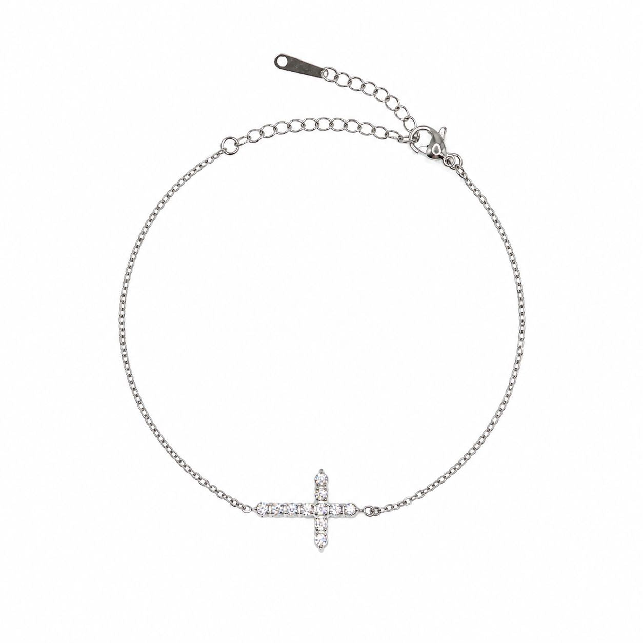 CZ Cross Bracelet Bracelet Hotlife BSST408CR Silver 