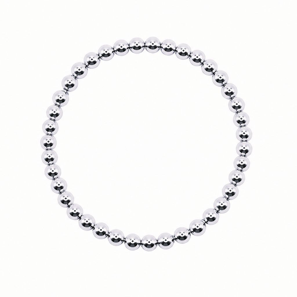4mm Beaded Bracelet Bracelet athenadesigns Silver: BS460/4 