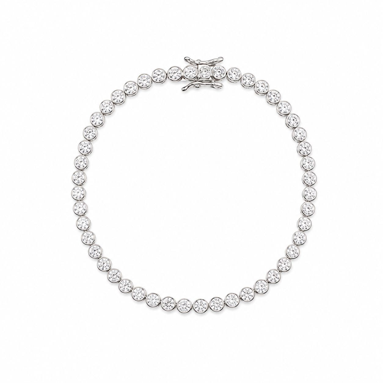 Bezel CZ Bracelet: Silver Bracelet athenadesigns BS4645 
