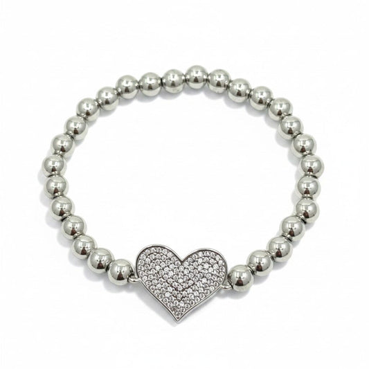Pave Heart Beaded Bracelet Bracelet athenadesigns 