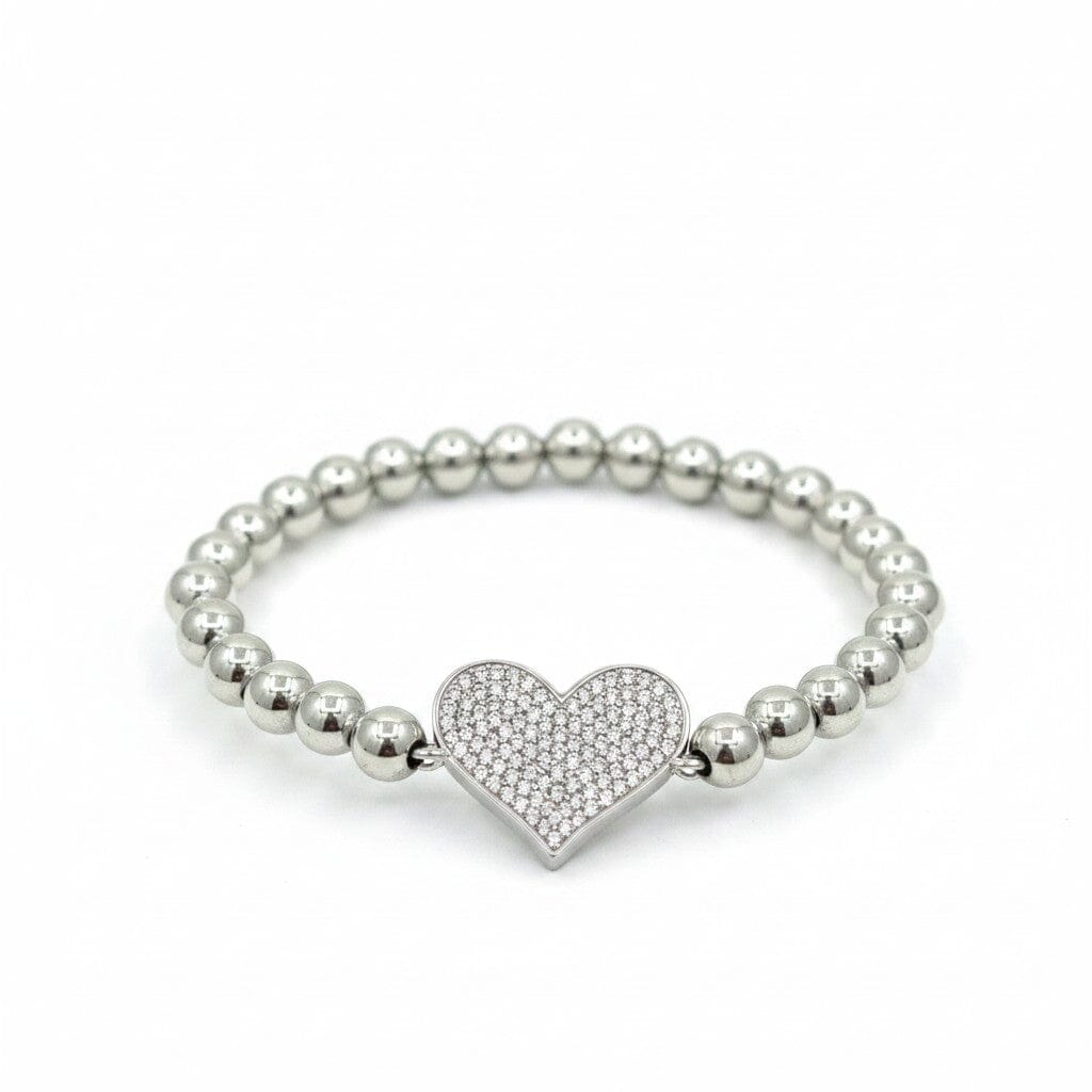Pave Heart Beaded Bracelet Bracelet athenadesigns BS645L 