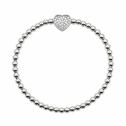 Small Pave Heart Beaded Bracelet Bracelet athenadesigns BS645 