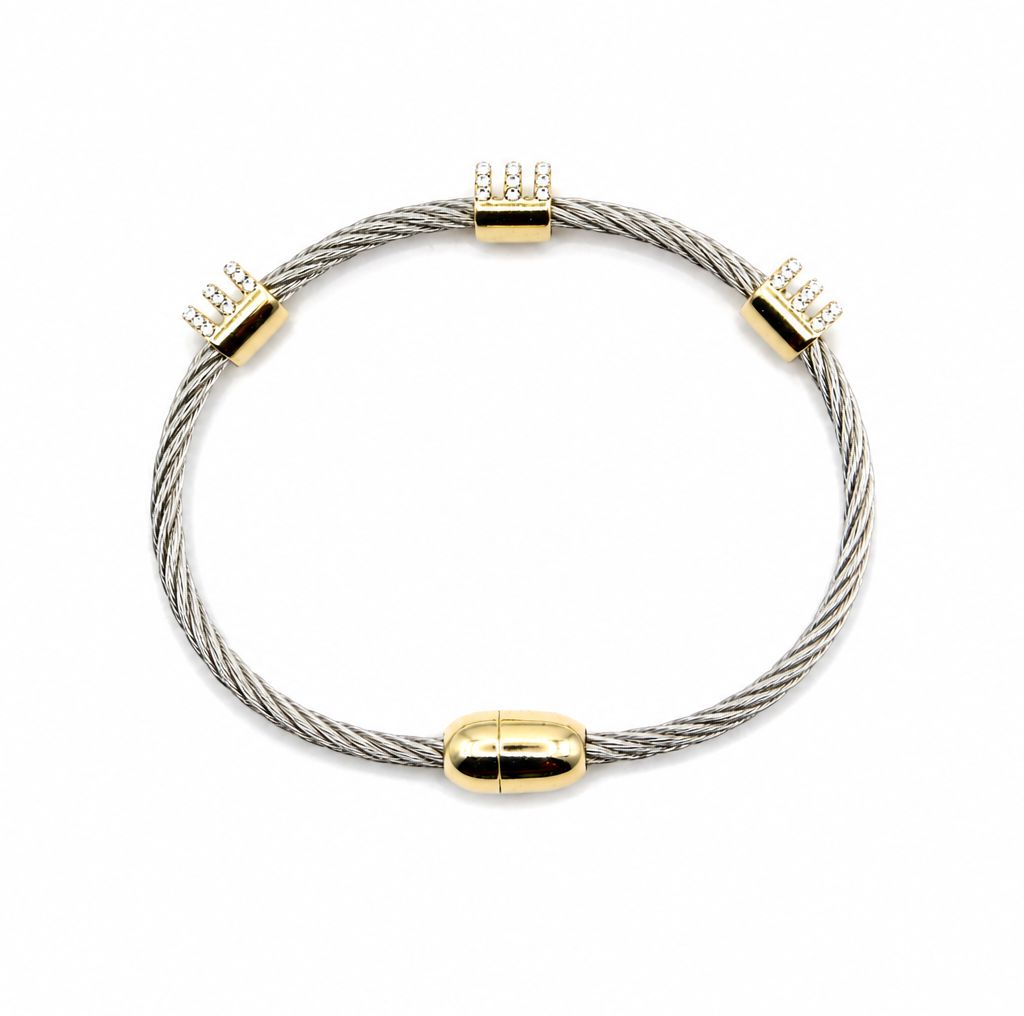 Two Tone Cable Magnetic Bracelet Bracelet athenadesigns BSG4005 