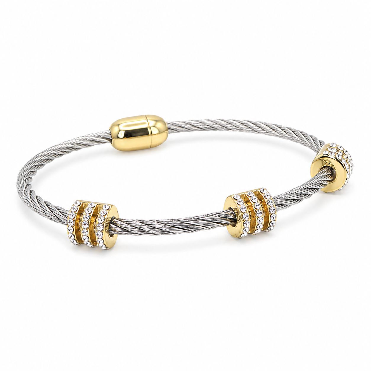 Two Tone Cable Magnetic Bracelet Bracelet athenadesigns BSG4005 