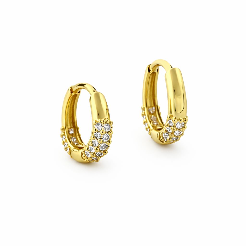 CZ Oval Hoop Earrings Earrings Athena Designs EGH4580 