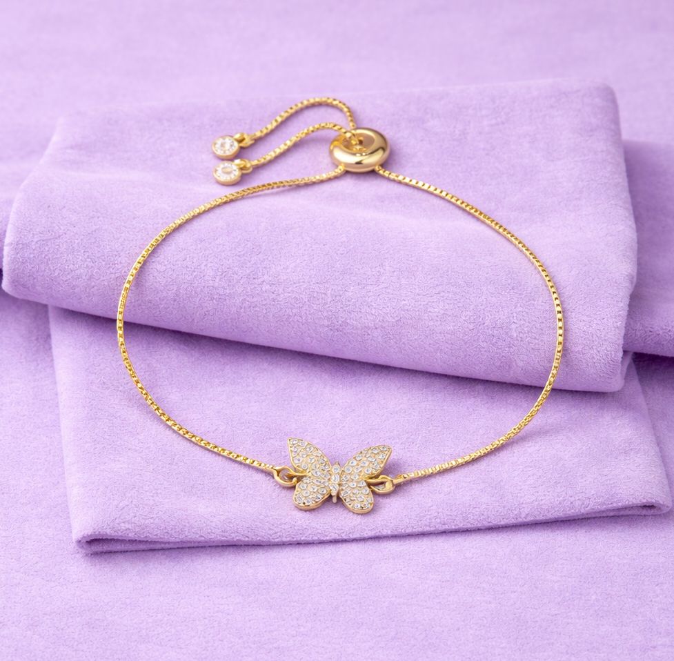 Butterfly CZ Pull Chain Bracelet Bracelets athenadesigns 