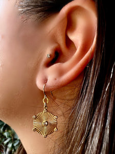 6 Pointed Gold Plated & CZ Charm Earrings: (ECG46445) Earrings athenadesigns 