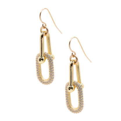 U-Link & Oval Cz Earrings Earrings athenadesigns ECG402CZ Clear 