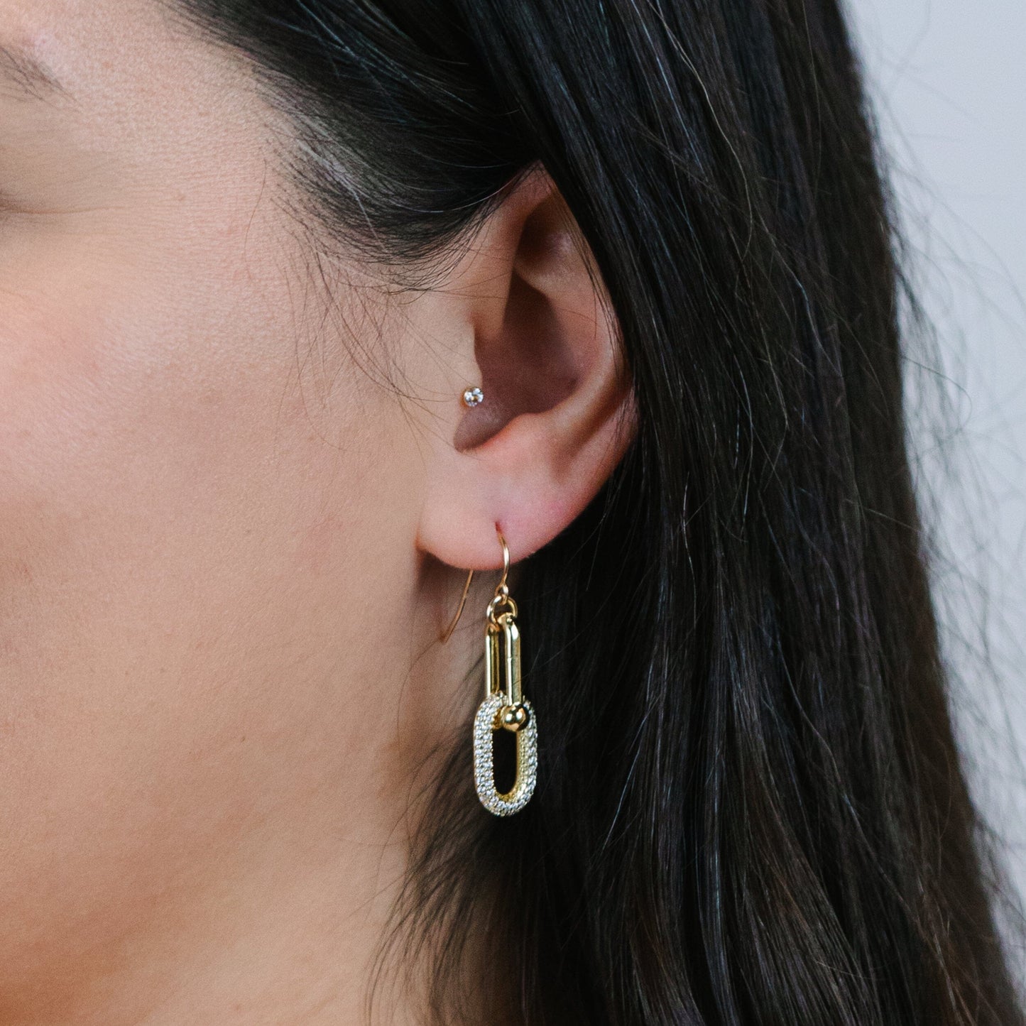 U-Link & Oval CZ Earrings Earrings athenadesigns 