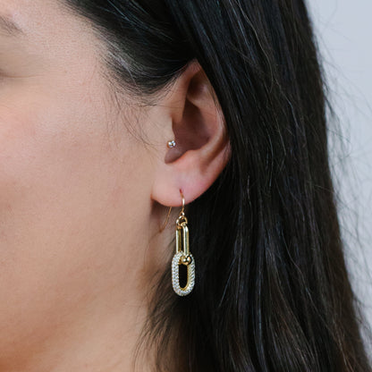 U-Link & Oval CZ Earrings Earrings athenadesigns 