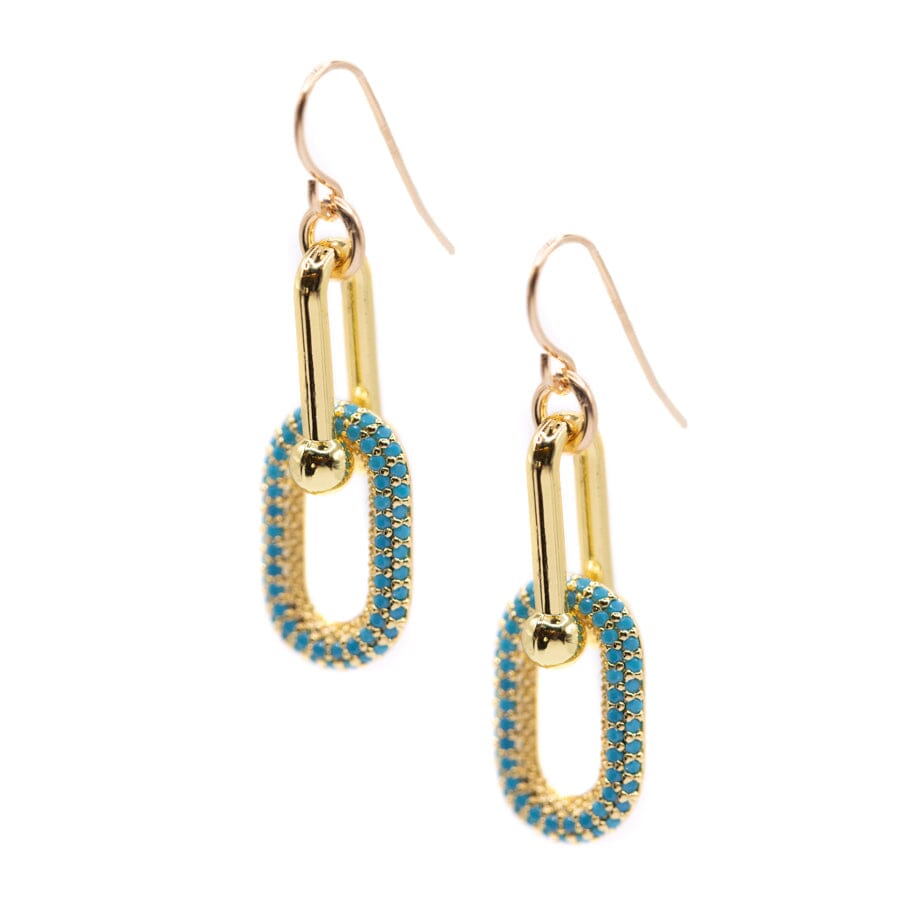 U-Link & Oval Cz Earrings Earrings athenadesigns ECG402TQ Turquoise 