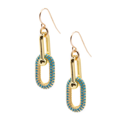U-Link & Oval Cz Earrings Earrings athenadesigns ECG402TQ Turquoise 