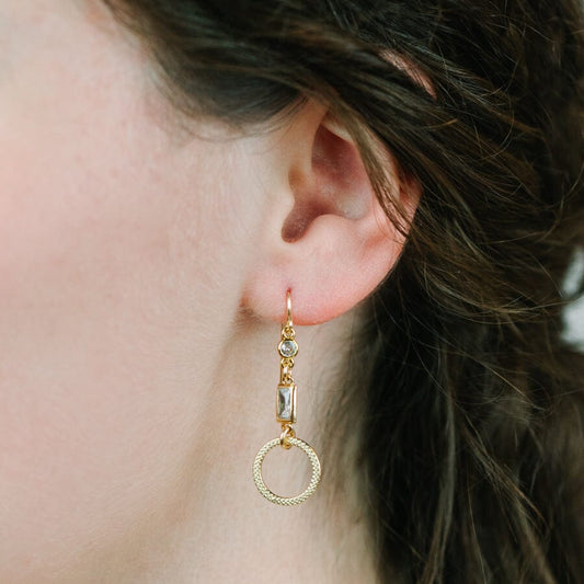 Cz Geo Round Textured Earrings Earrings athenadesigns 