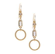 Load image into Gallery viewer, Cz Geo Round Textured Earrings Earrings athenadesigns EGCD36 Crystal/Gold 
