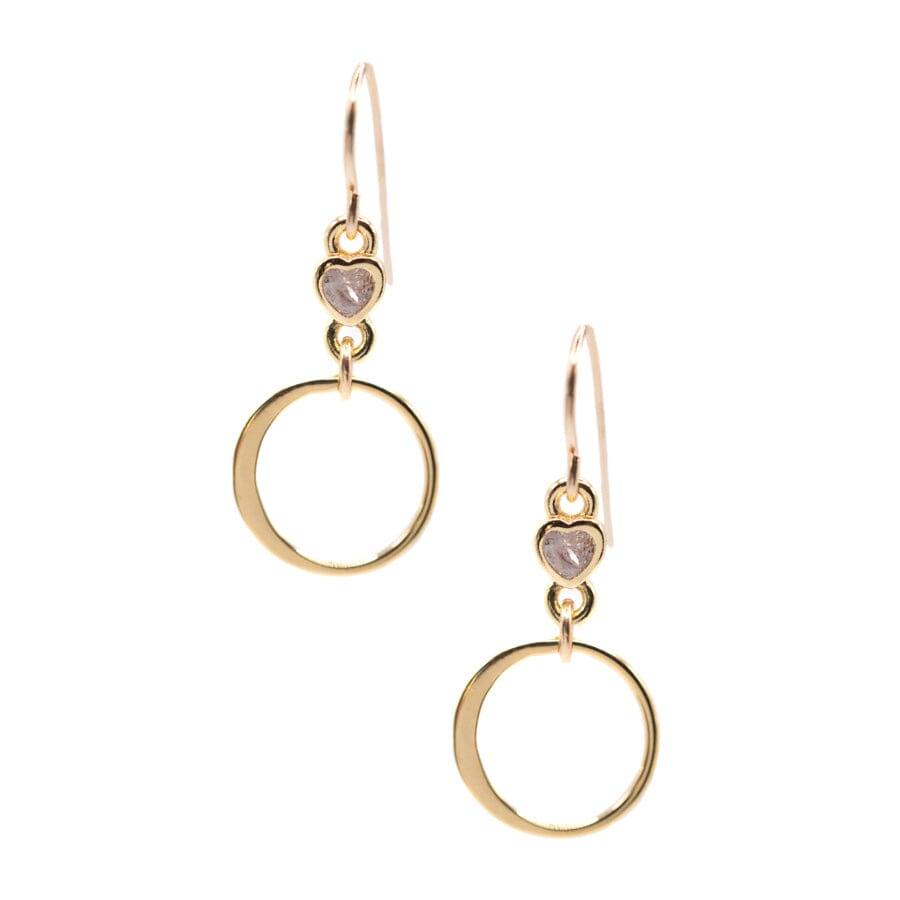 CZ Tiny Heart Round Textured Earrings Earrings athenadesigns EGCD38 Gold 