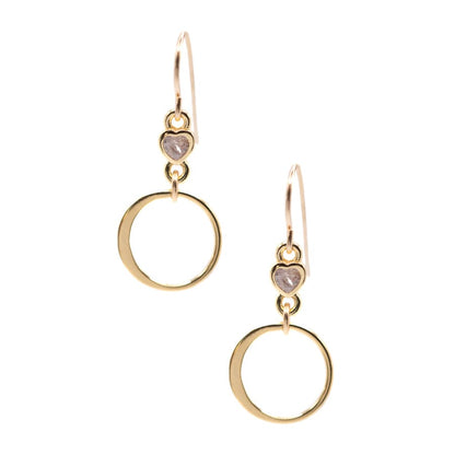 CZ Tiny Heart Round Textured Earrings Earrings athenadesigns EGCD38 Gold 