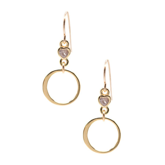 CZ Tiny Heart Round Textured Earrings Earrings athenadesigns EGCD38 Gold 