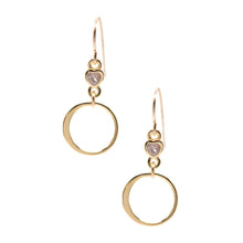 Load image into Gallery viewer, CZ Tiny Heart Round Textured Earrings Earrings athenadesigns EGCD38 Gold 
