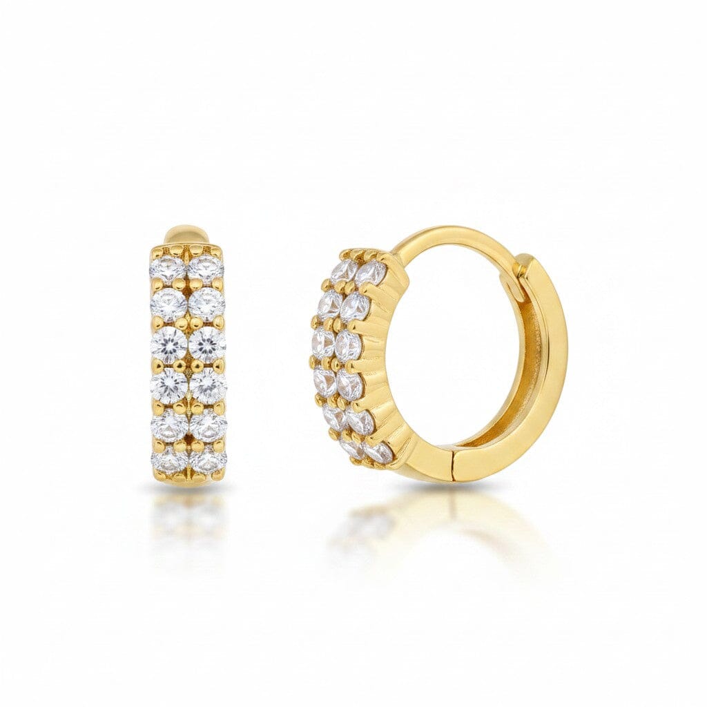 CZ Double Row Huggie Earrings RM EGCZ2648 Gold 