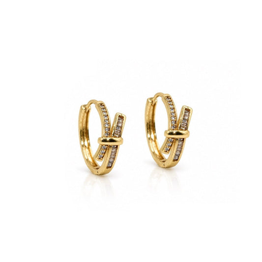 Frosted Knot Tie Hoops Earrings Water & Tree EGF4595 Gold 