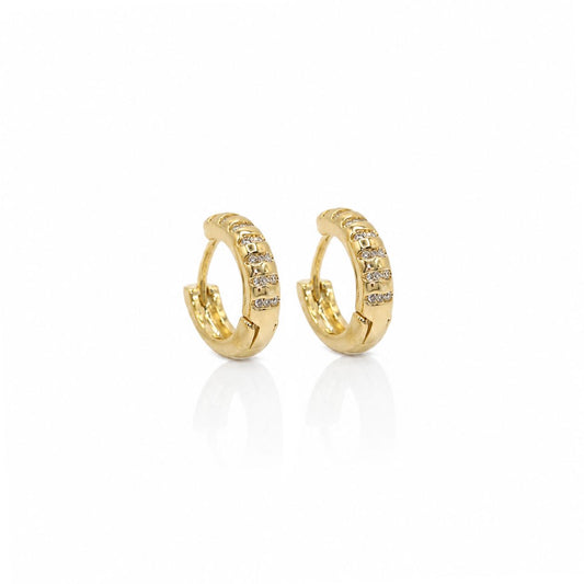 Delicate CZ Hoops Earrings Water & Tree EGFL537 Gold 