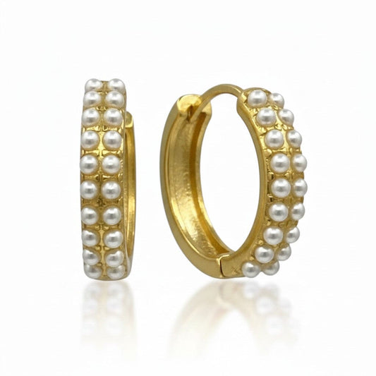 Hoop With Double Row Pearls Earrings athenadesigns EGH4003 
