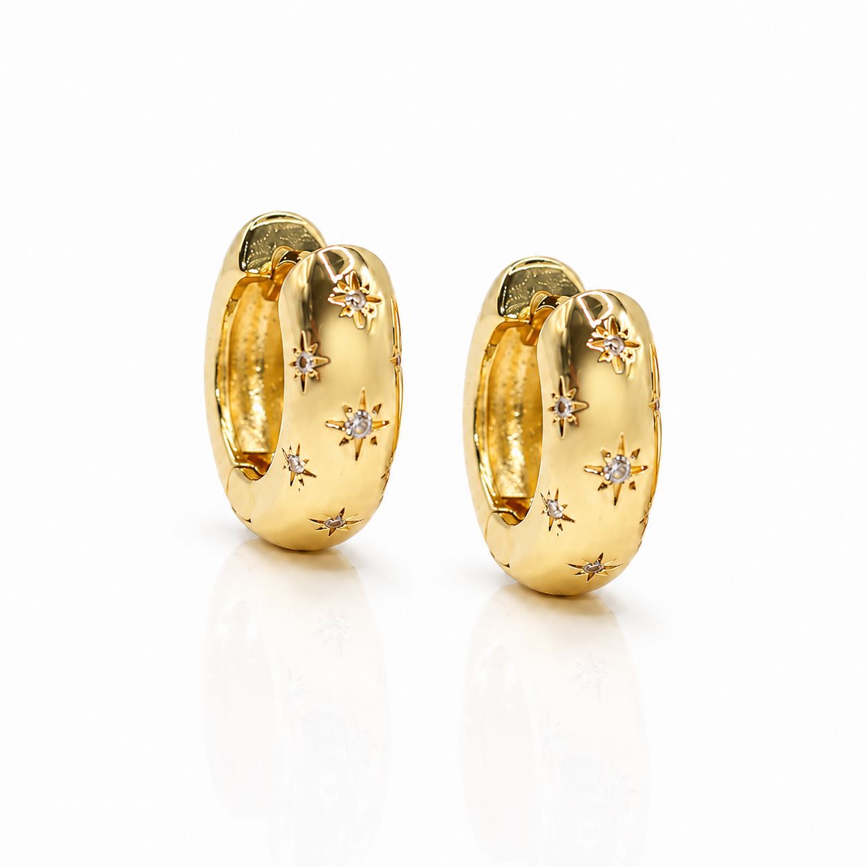 CZ Stars Hoops Earrings athenadesigns EGH445STR 