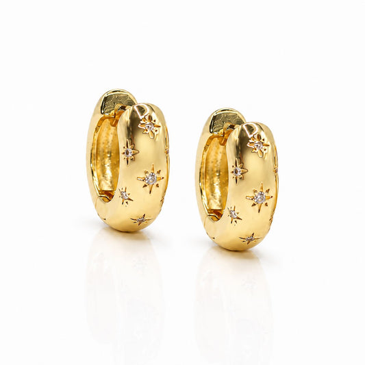 CZ Stars Hoops Earrings athenadesigns EGH445STR 