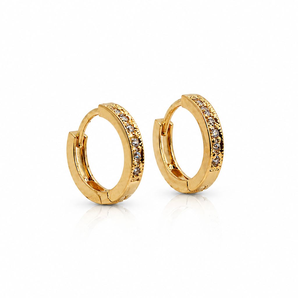 Micro Pavé CZ Huggies: Gold Earrings athenadesigns EGH455 